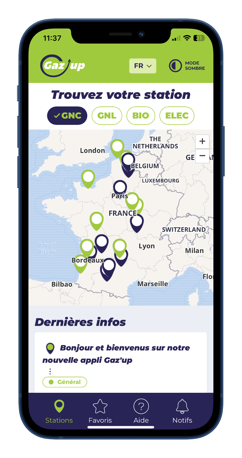 Capture d'écran application Gaz'up by Enerjump