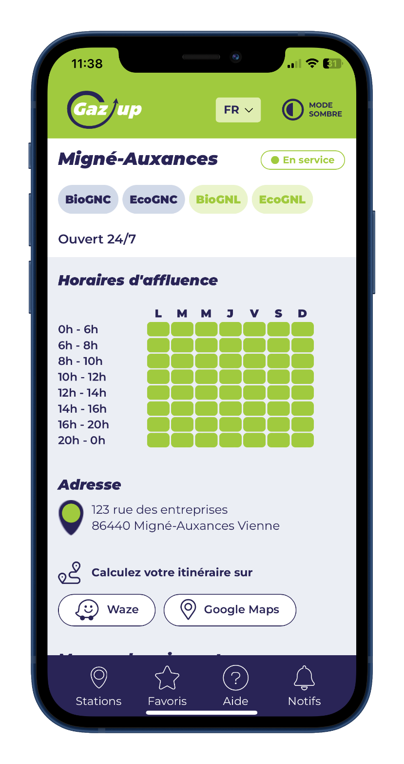 Capture d'écran application Gaz'up by Enerjump